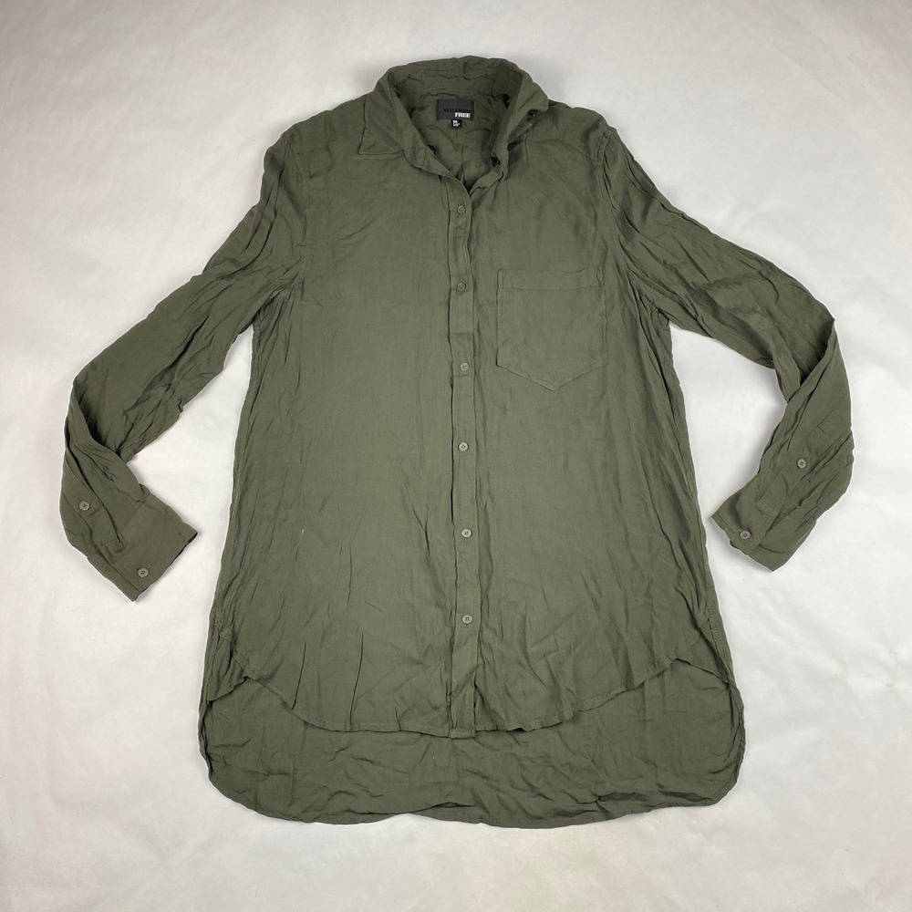 Artizia Wilfred Free Button Down Long Sleeve Tunic Shirt Women's Size XS Green